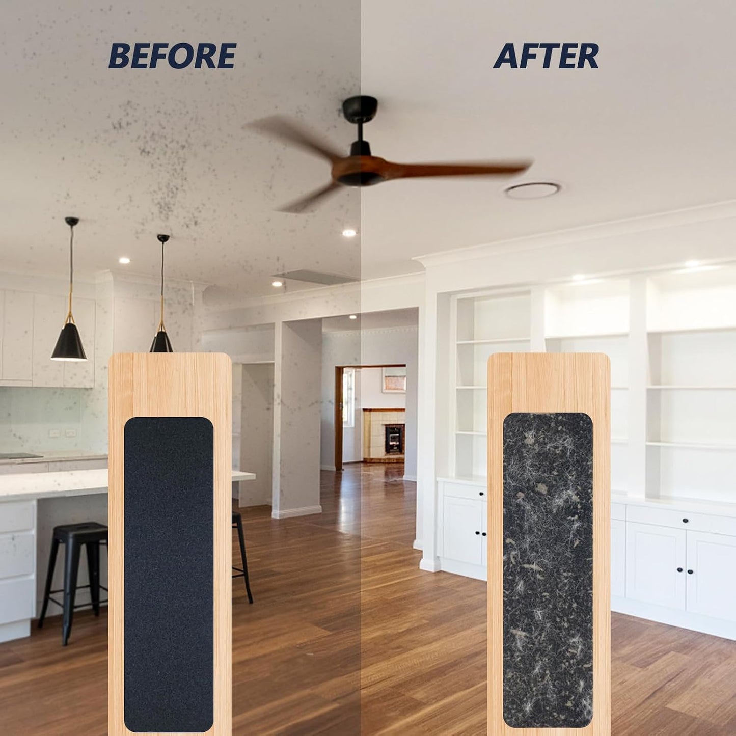 Ceiling Fan Filters for Blades, Carbon Air Filter Pads | 5 Pack Activated Coconut Shell Carbon, Peel and Stick, Unscented Air Purifier Pads, Helps Capture Household Dust Particles