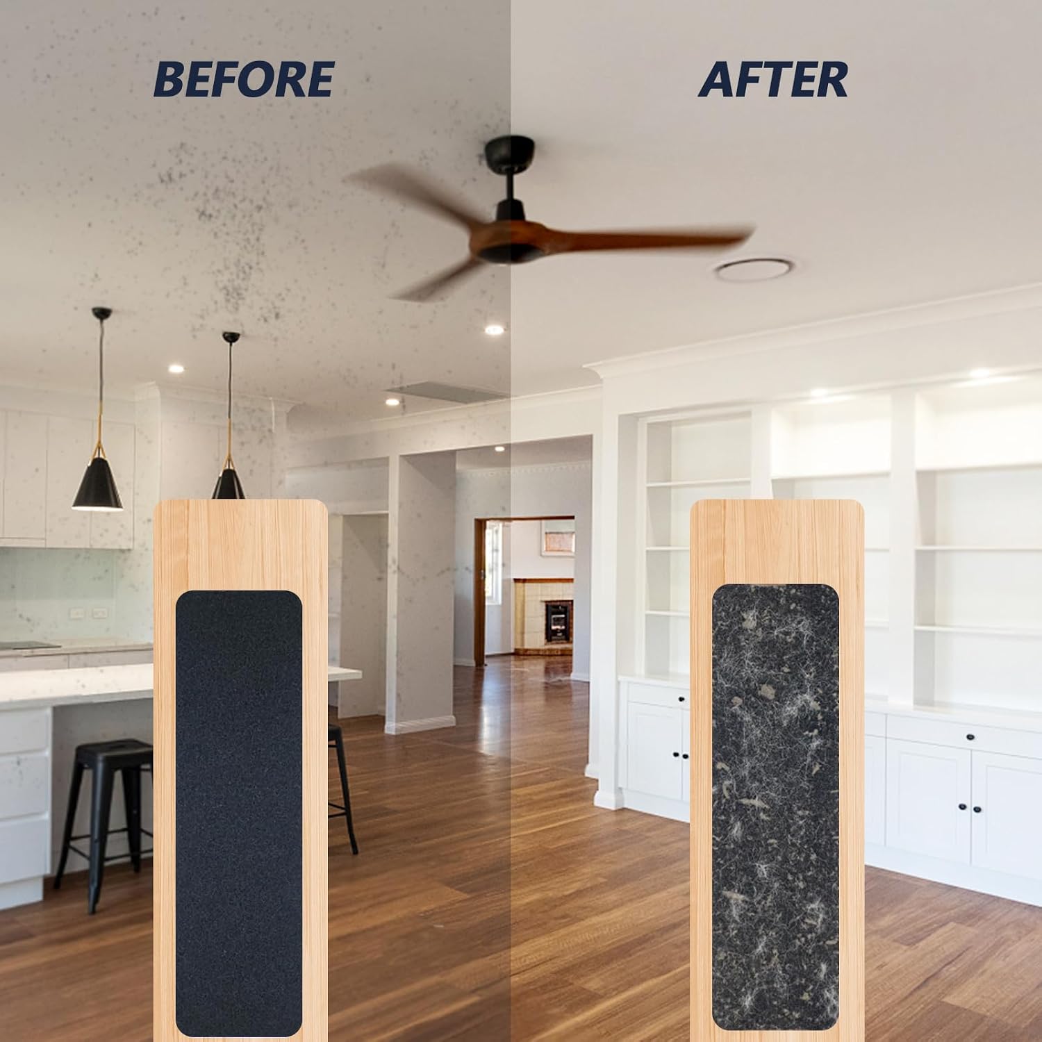 Ceiling Fan Filters for Blades, Carbon Air Filter Pads | 5 Pack Activated Coconut Shell Carbon, Peel and Stick, Unscented Air Purifier Pads, Helps Capture Household Dust Particles