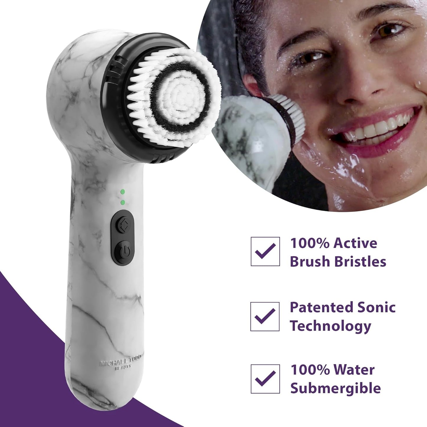 Vault skin care collection brings you Michael Todd Beauty Soniclear Allure 2024 Best of Beauty Winner Facial Cleansing + Exfoliation Brush System with Antimicrobial Protected Bristles, 4 Speeds, Serum Infusion Head + Travel Case