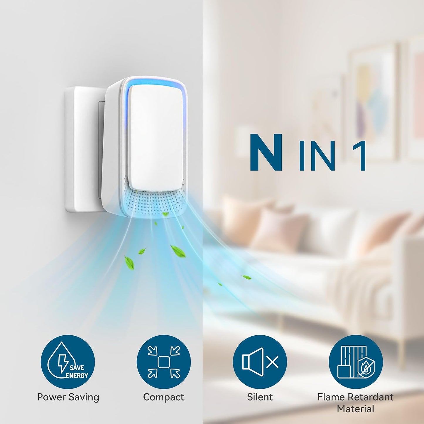 Vault Pure Air Ionizers for Home, Plug in Negative Ion for Bedroom, Study, Office, Gym, Hotel, Kitchen, Mini Air Cleaner (4 Pack)