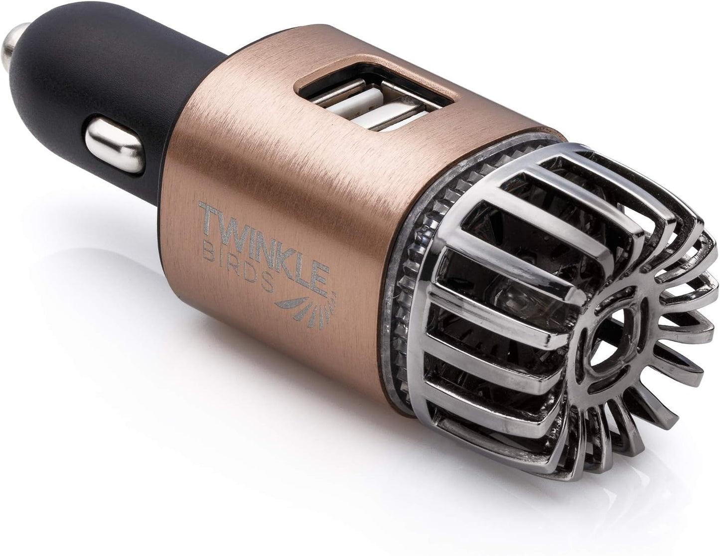 Car Air Purifier Ionizer - 12V Plug-In Ionic Anti-Microbial Car Deodorizer with Dual USB Charger - Smoke Smell, Pet and Food Odors, Allergens, Viruses Eliminator for Car (Matte Silver)