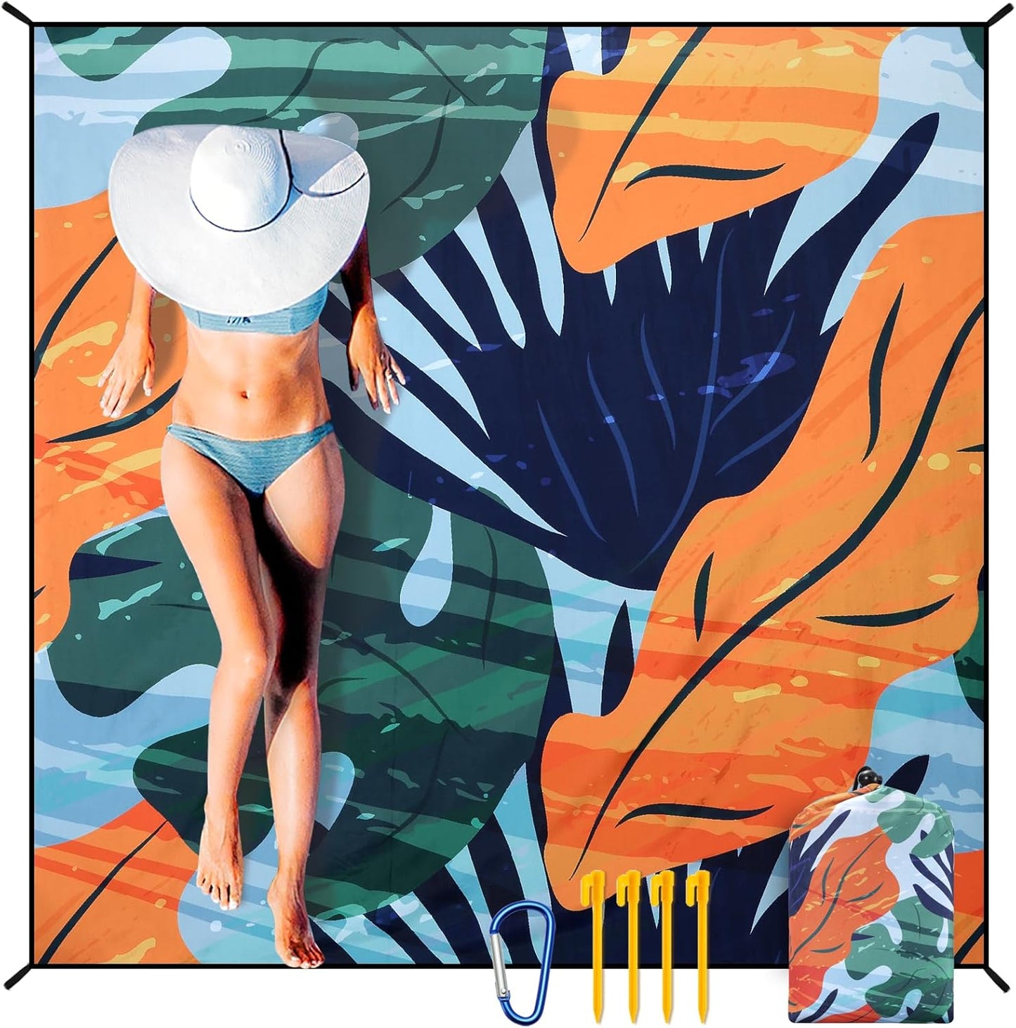 Coast Traveler™ / HIHOHO Beach Blanket Waterproof Sand proof Extra Large Beach Mat 79" X 83"/120"X108"For 1-8 Adults Quick Drying Durable Outdoor Picnic Mat for Beach Travel Camping Hiking