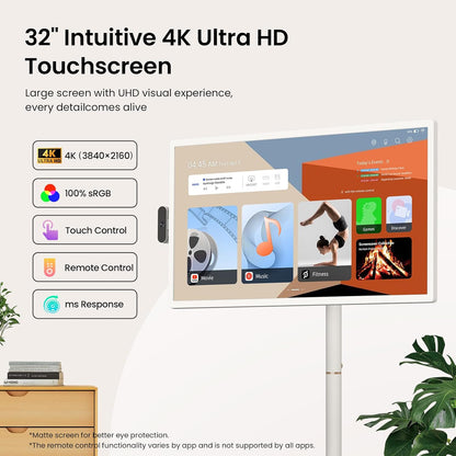 Apolosign 32'' UHD 4K Smart Portable TV 2Nd Gen, 16(8+8) GB RAM+256GB, Android 16, Edla-Certified, Portable Touch Screen Monitor, Built-In 15000Mah Battery, Full Swivel Rotation, Voice Remote Control