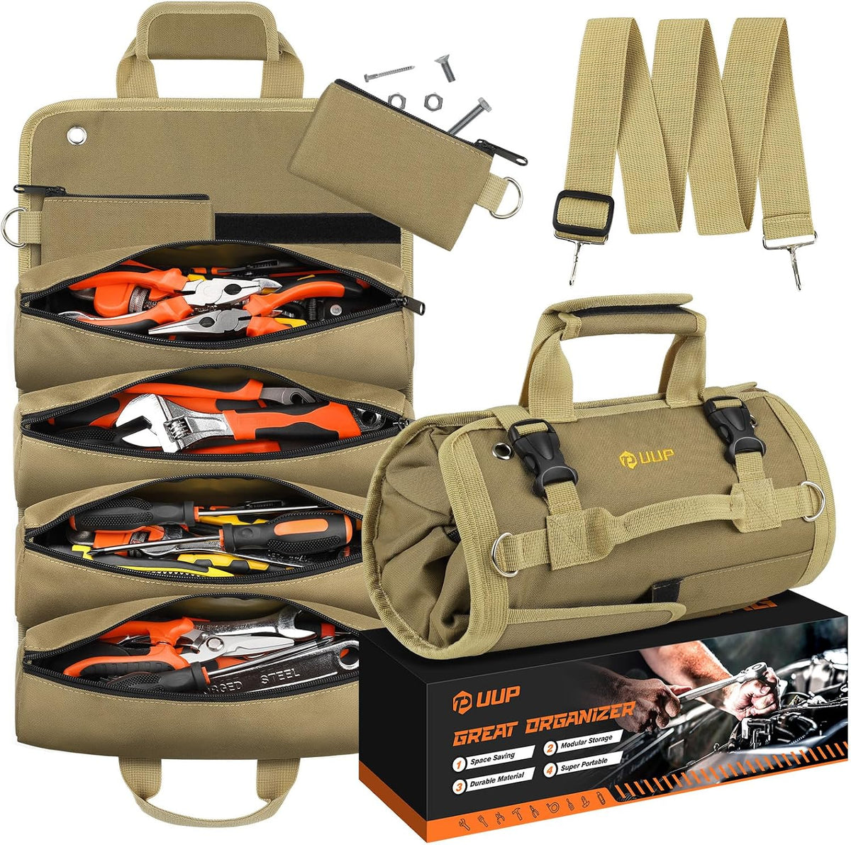 Viral Vault™ Tool Roll Pro — Portable Roll-Up Tool Organizer