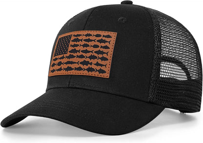American Fish Flag Trucker Hat, Fishing Gifts for Men, Snapback Fishing Hat Perfect for Fishing and Daily Use