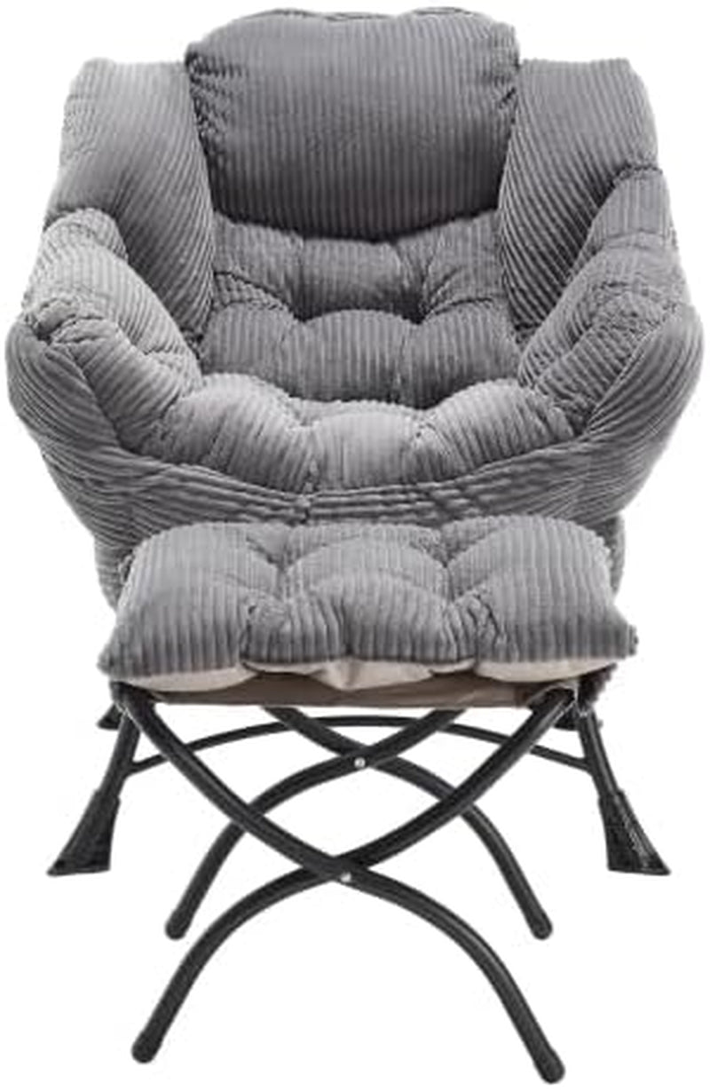 Bellemave Lazy Chair with Ottoman, Lounge Accent Chair with Armrests and Side Pocket, Leisure Upholstered Sofa Chairs with Footrest for Small Space, Reading Chairs for Living Room, Bedroom (Grey)