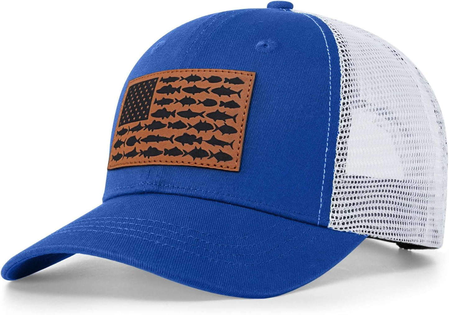 American Fish Flag Trucker Hat, Fishing Gifts for Men, Snapback Fishing Hat Perfect for Fishing and Daily Use