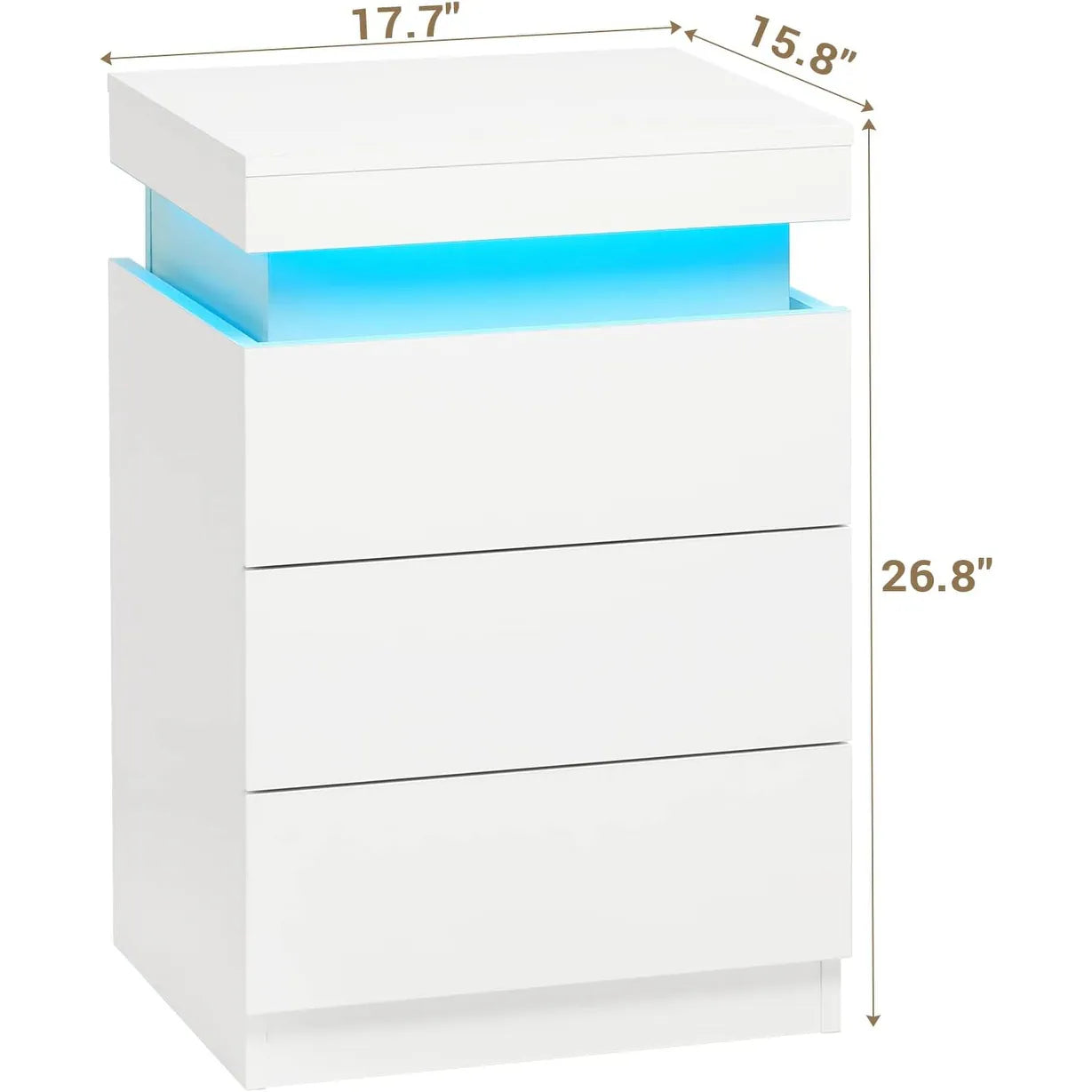 Bedroom Nightstand Charging Station LED Lights Sliding Top Drawers