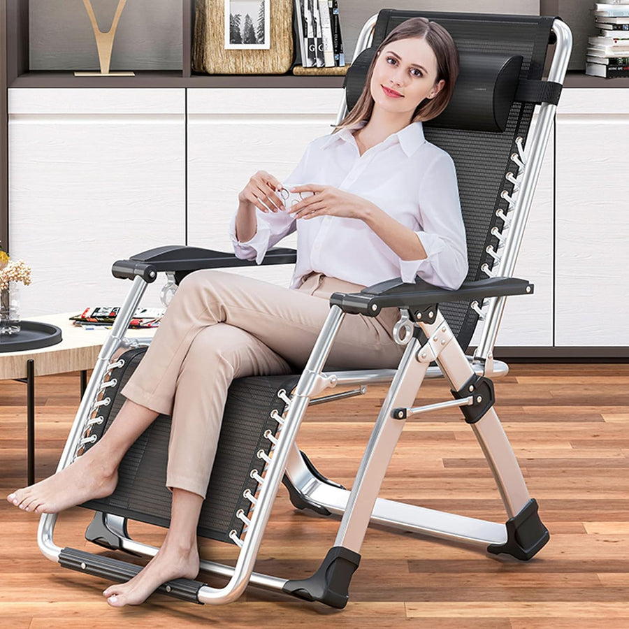 Zero Gravity Chair, Lawn Recliner, Reclining Patio Lounger Chair, Folding Portable Chaise with Detachable Soft Cushion, Cup Holder, Headrest