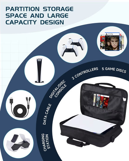 PS5 Travel and Protective Case for Console, Controllers, Game Cards, and Headset - Compatible with PS5 Disc and Digital Editions