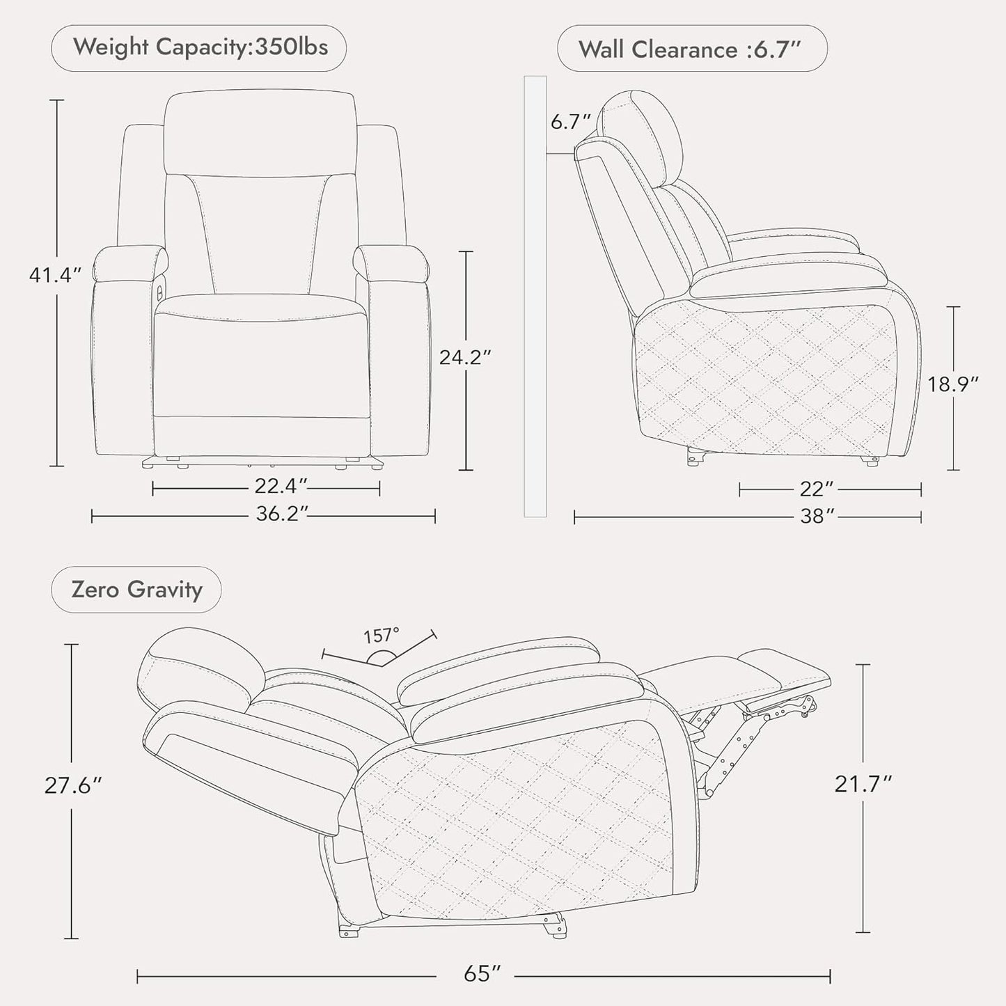 Watson & Whitely Genuine Leather Power Recliner Chairs for Adults, Zero Gravity Recliner with Power Headrest & Hidden Storage, RV Electric Reclining Sofa Chair for Living Room, Home Office, Navy