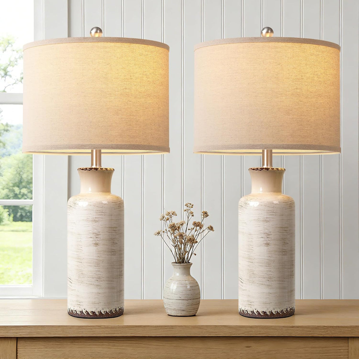 Viral Vault™ Hearth Glow™ Ceramic Table Lamps — Set of 2