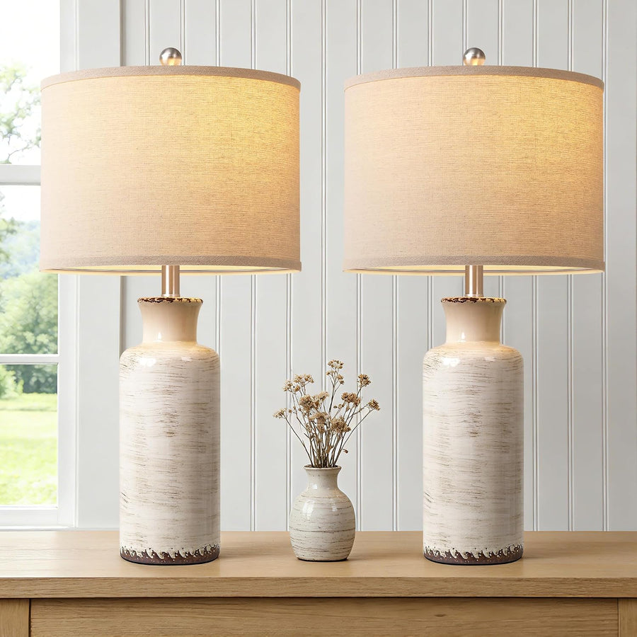 Viral Vault™ Hearth Glow™ Ceramic Table Lamps — Set of 2