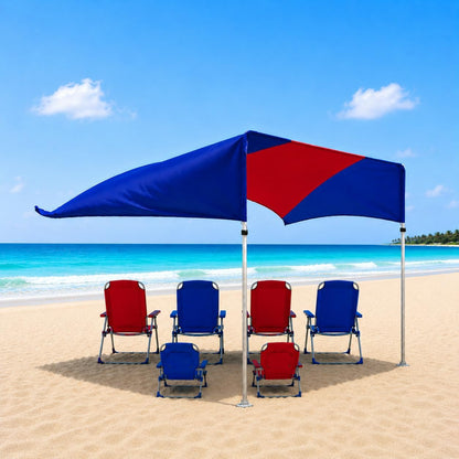 Millionshades® Beach Shade Sail – No Ropes, No Sandbags, Quiet in Wind, 8X8 Ft Wind-Propelled® Beach Shade Canopy, UPF 50+, Cozy for 2-3 People
