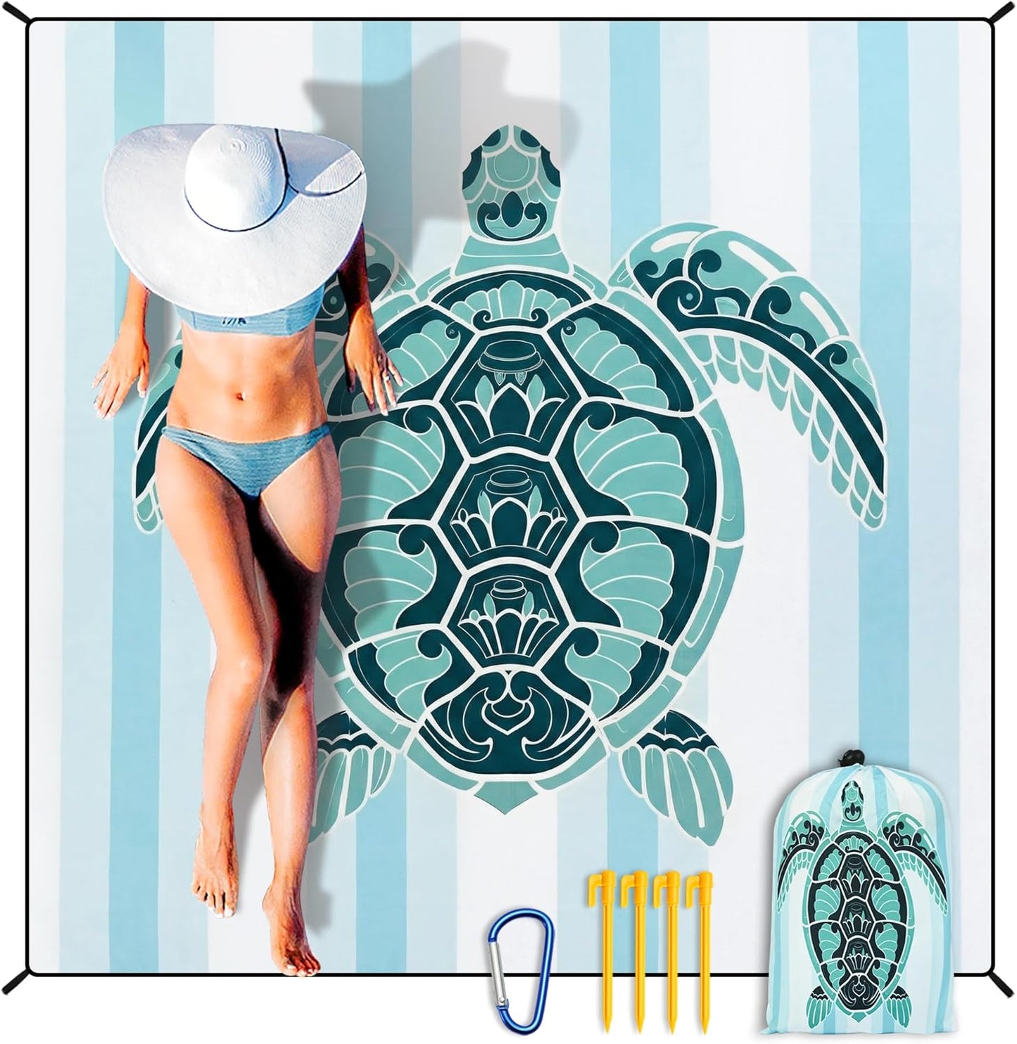Coast Traveler™ / HIHOHO Beach Blanket Waterproof Sand proof Extra Large Beach Mat 79" X 83"/120"X108"For 1-8 Adults Quick Drying Durable Outdoor Picnic Mat for Beach Travel Camping Hiking