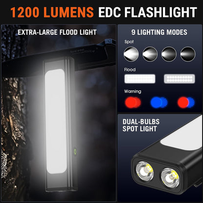 **Viral Vault 1200-Lumen Rechargeable EDC Flashlight — 9 Lighting Modes, Magnetic Base & USB-C Charging**
