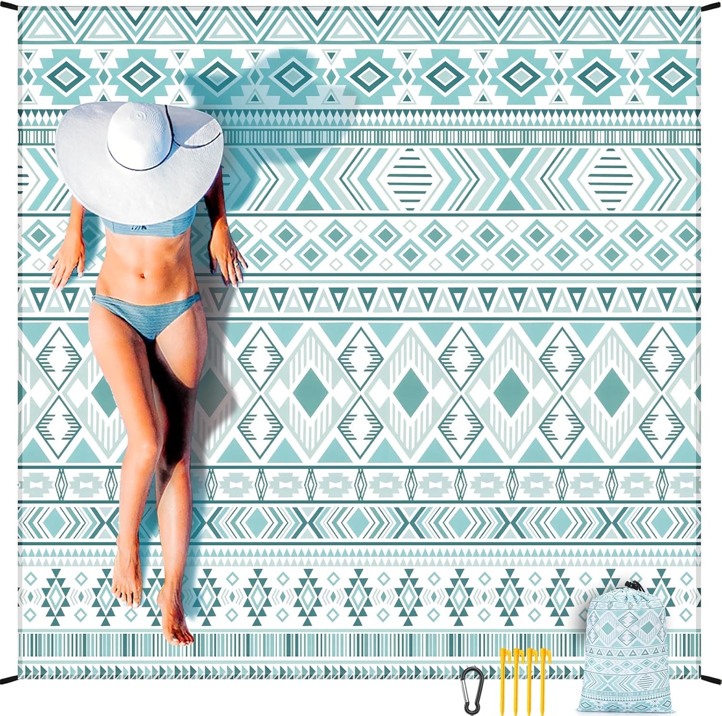 Coast Traveler™ / HIHOHO Beach Blanket Waterproof Sand proof Extra Large Beach Mat 79" X 83"/120"X108"For 1-8 Adults Quick Drying Durable Outdoor Picnic Mat for Beach Travel Camping Hiking