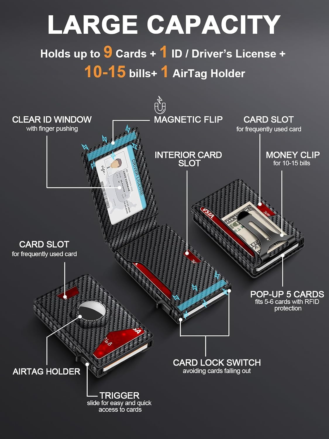 Viral Vault SmartTrack Pop-Up Wallet — RFID Protection & Air Tag Holder
