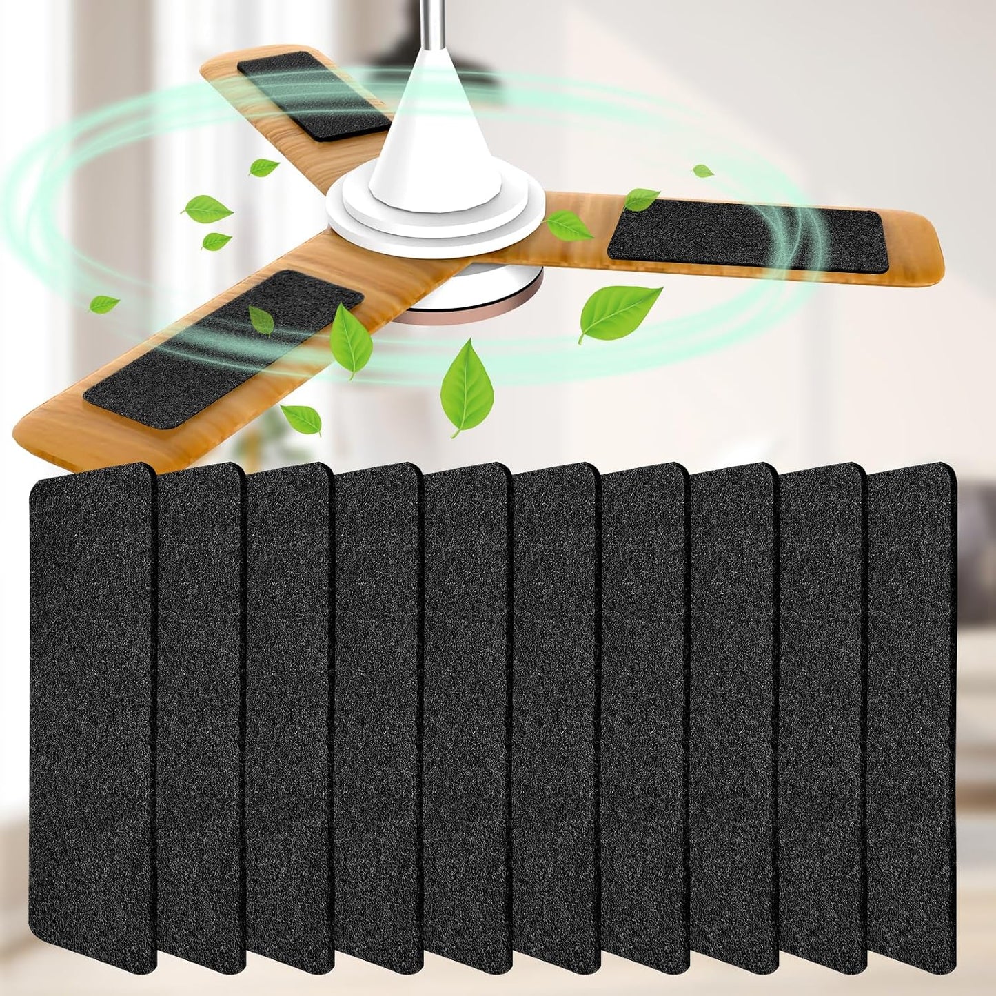 Ceiling Fan Filters for Blades, Carbon Air Filter Pads | 5 Pack Activated Coconut Shell Carbon, Peel and Stick, Unscented Air Purifier Pads, Helps Capture Household Dust Particles