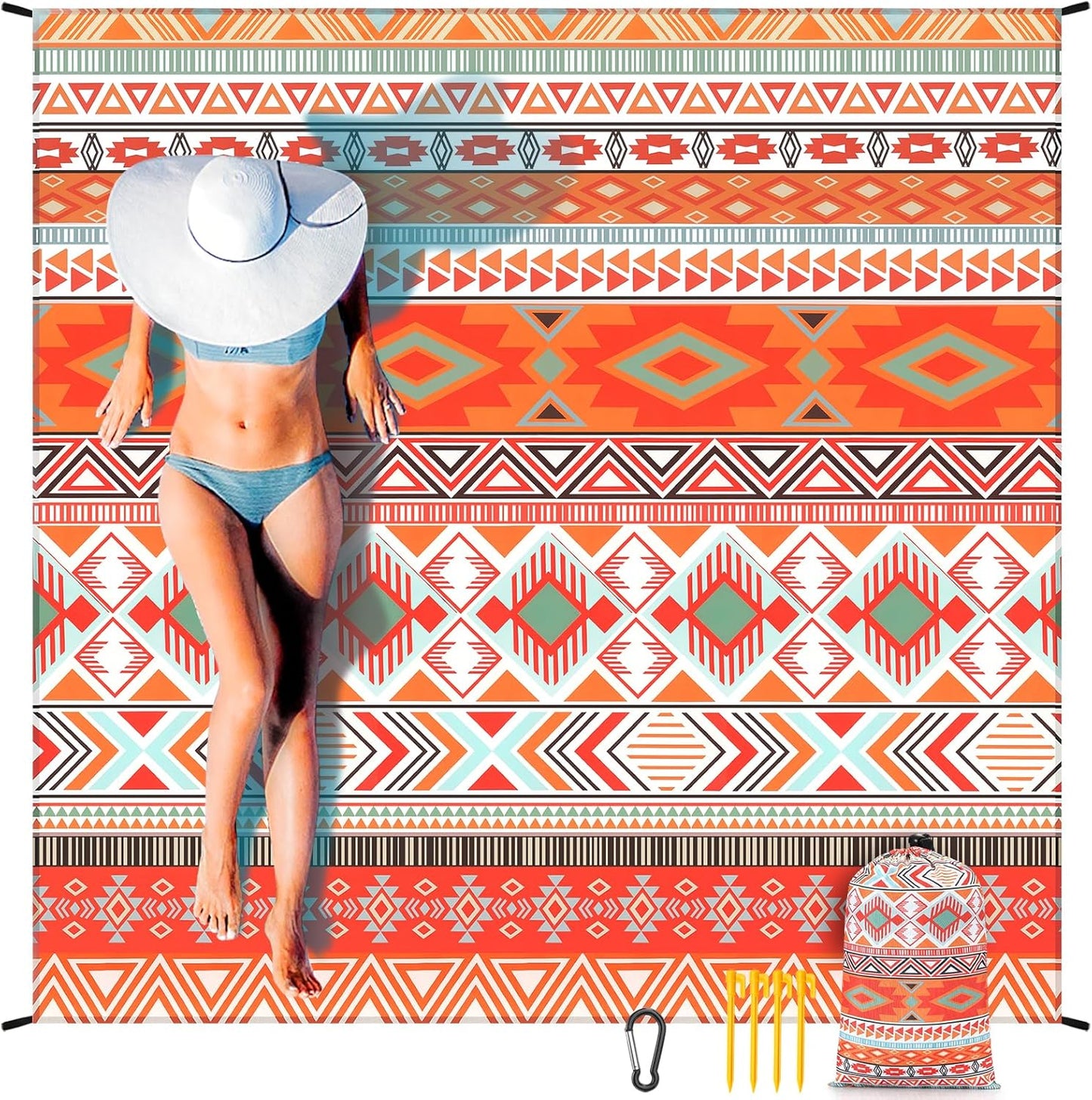 Coast Traveler™ / HIHOHO Beach Blanket Waterproof Sand proof Extra Large Beach Mat 79" X 83"/120"X108"For 1-8 Adults Quick Drying Durable Outdoor Picnic Mat for Beach Travel Camping Hiking