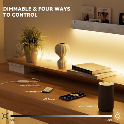 VaultGlow Ambient Room Lighting System ED Strip Lights 65.6ft/20m Warm White 2700K LED Light Strip,Compatible with Alexa/Google Assistant,Dimmable LED Strips for Bedroom,Cabinet,Living Room,CRI93+ Super Bright High Lumen