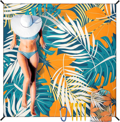 Coast Traveler™ / HIHOHO Beach Blanket Waterproof Sand proof Extra Large Beach Mat 79" X 83"/120"X108"For 1-8 Adults Quick Drying Durable Outdoor Picnic Mat for Beach Travel Camping Hiking