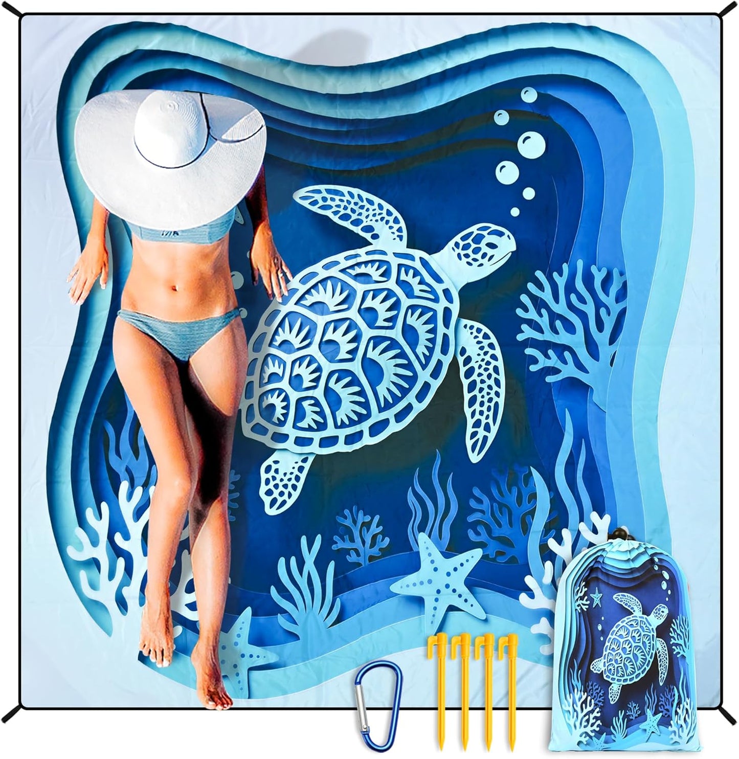 Coast Traveler™ / HIHOHO Beach Blanket Waterproof Sand proof Extra Large Beach Mat 79" X 83"/120"X108"For 1-8 Adults Quick Drying Durable Outdoor Picnic Mat for Beach Travel Camping Hiking