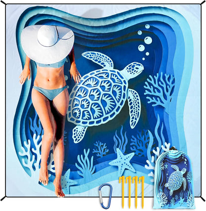 Coast Traveler™ / HIHOHO Beach Blanket Waterproof Sand proof Extra Large Beach Mat 79" X 83"/120"X108"For 1-8 Adults Quick Drying Durable Outdoor Picnic Mat for Beach Travel Camping Hiking