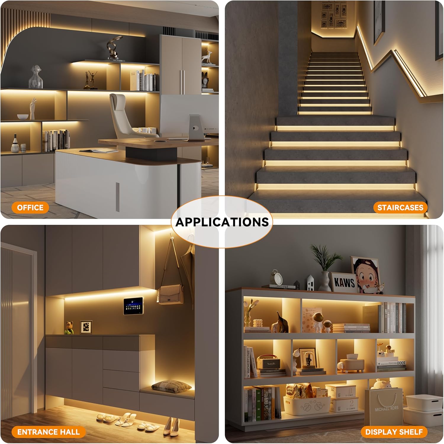 VaultGlow Ambient Room Lighting System ED Strip Lights 65.6ft/20m Warm White 2700K LED Light Strip,Compatible with Alexa/Google Assistant,Dimmable LED Strips for Bedroom,Cabinet,Living Room,CRI93+ Super Bright High Lumen