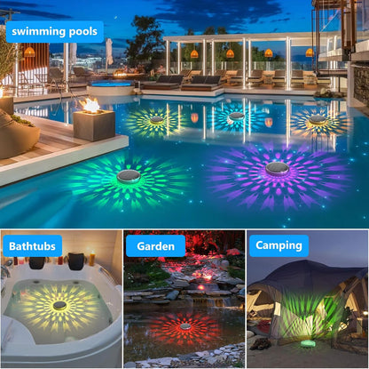 2.0 Vault Glow™ Aqua Lights Solar Rechargeable Floating Pool Lights(2 Pack), Pool Lights That Float with Remote Control, 9 Lighting, Timing Mode, IPX7 Waterproof for Inground Pool, Bathroom, Bathtub, Pool Party