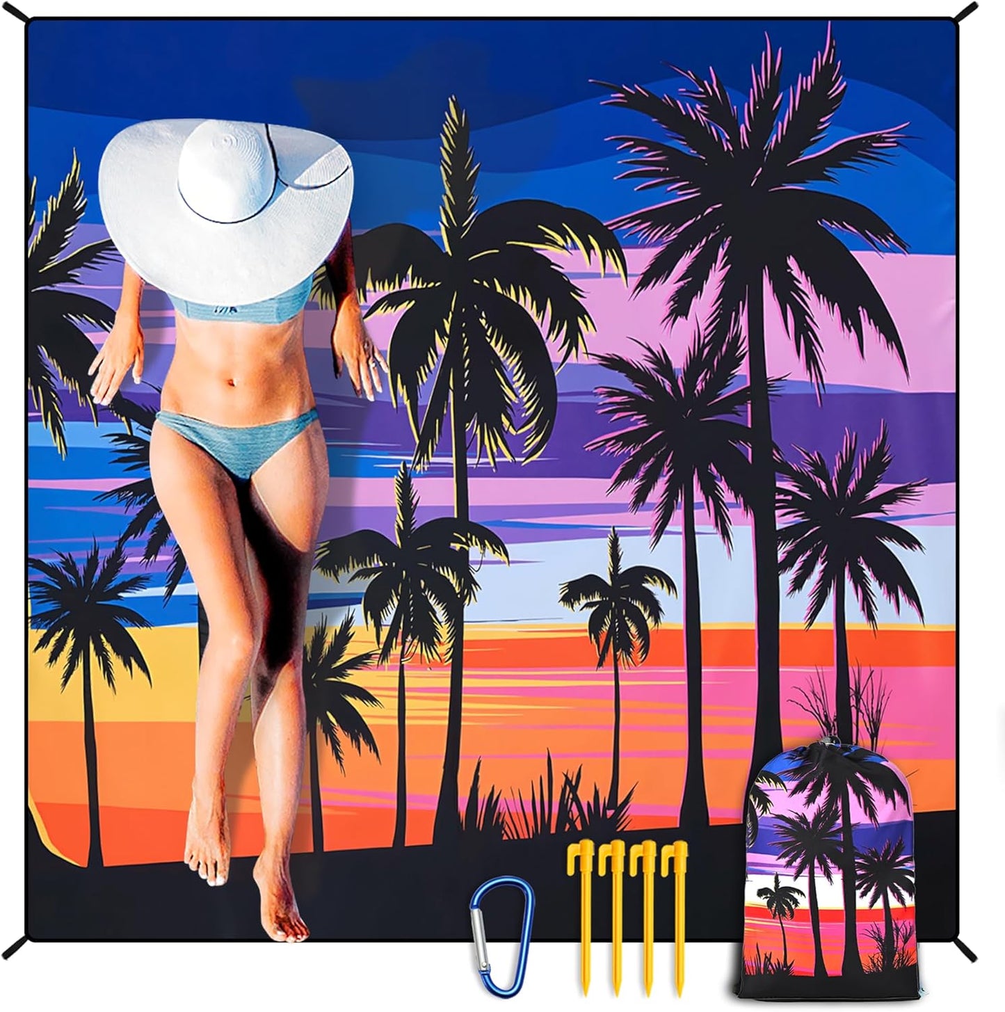 Coast Traveler™ / HIHOHO Beach Blanket Waterproof Sand proof Extra Large Beach Mat 79" X 83"/120"X108"For 1-8 Adults Quick Drying Durable Outdoor Picnic Mat for Beach Travel Camping Hiking