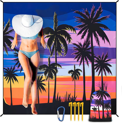 Coast Traveler™ / HIHOHO Beach Blanket Waterproof Sand proof Extra Large Beach Mat 79" X 83"/120"X108"For 1-8 Adults Quick Drying Durable Outdoor Picnic Mat for Beach Travel Camping Hiking