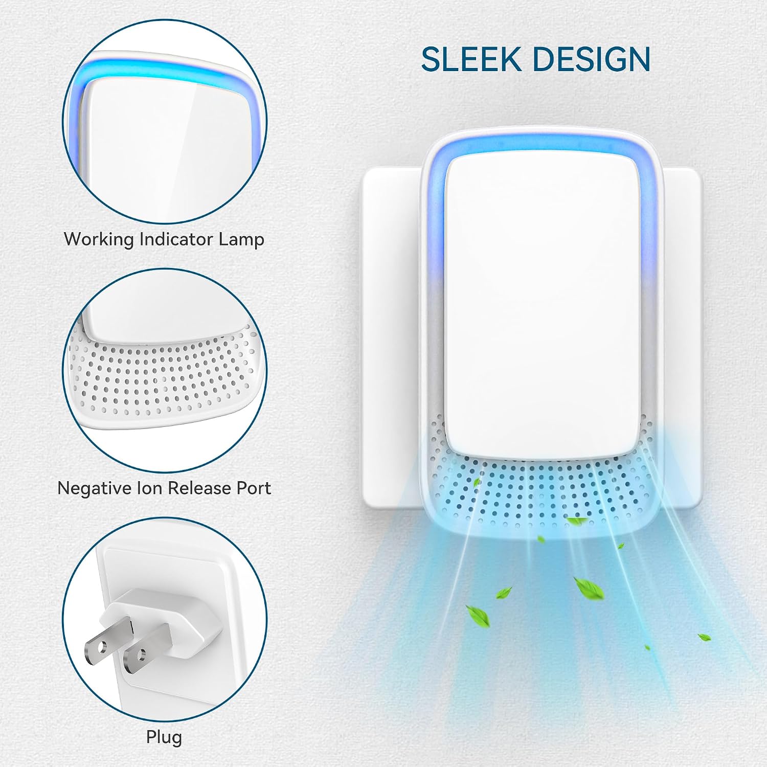 Vault Pure Air Ionizers for Home, Plug in Negative Ion for Bedroom, Study, Office, Gym, Hotel, Kitchen, Mini Air Cleaner (4 Pack)
