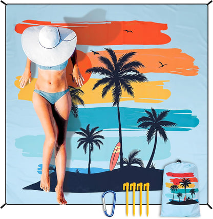 Coast Traveler™ / HIHOHO Beach Blanket Waterproof Sand proof Extra Large Beach Mat 79" X 83"/120"X108"For 1-8 Adults Quick Drying Durable Outdoor Picnic Mat for Beach Travel Camping Hiking