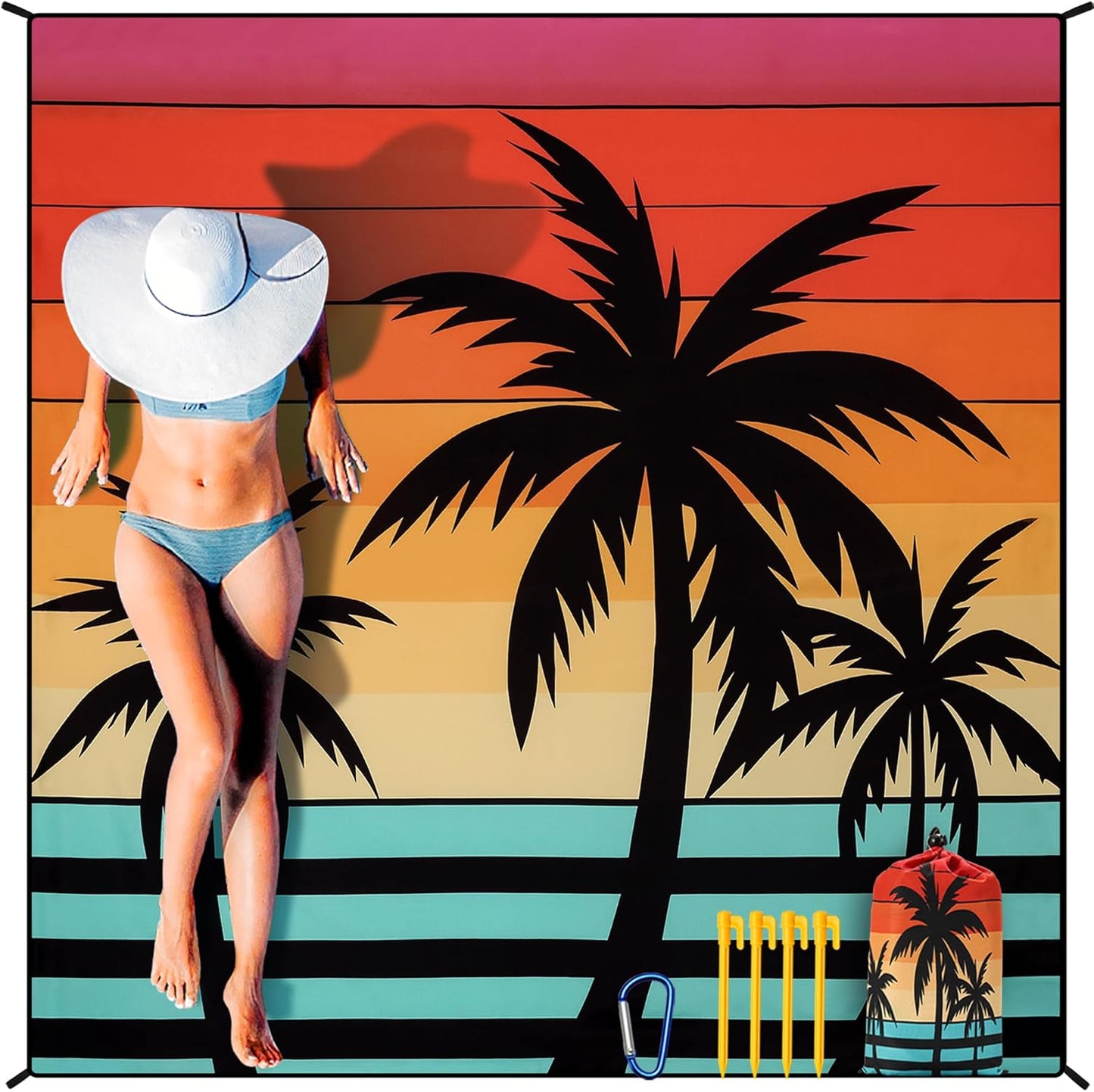 Coast Traveler™ / HIHOHO Beach Blanket Waterproof Sand proof Extra Large Beach Mat 79" X 83"/120"X108"For 1-8 Adults Quick Drying Durable Outdoor Picnic Mat for Beach Travel Camping Hiking