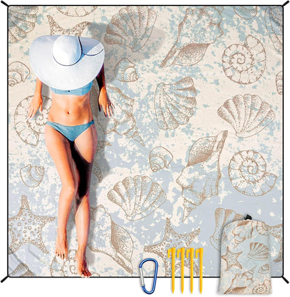 Coast Traveler™ / HIHOHO Beach Blanket Waterproof Sand proof Extra Large Beach Mat 79" X 83"/120"X108"For 1-8 Adults Quick Drying Durable Outdoor Picnic Mat for Beach Travel Camping Hiking