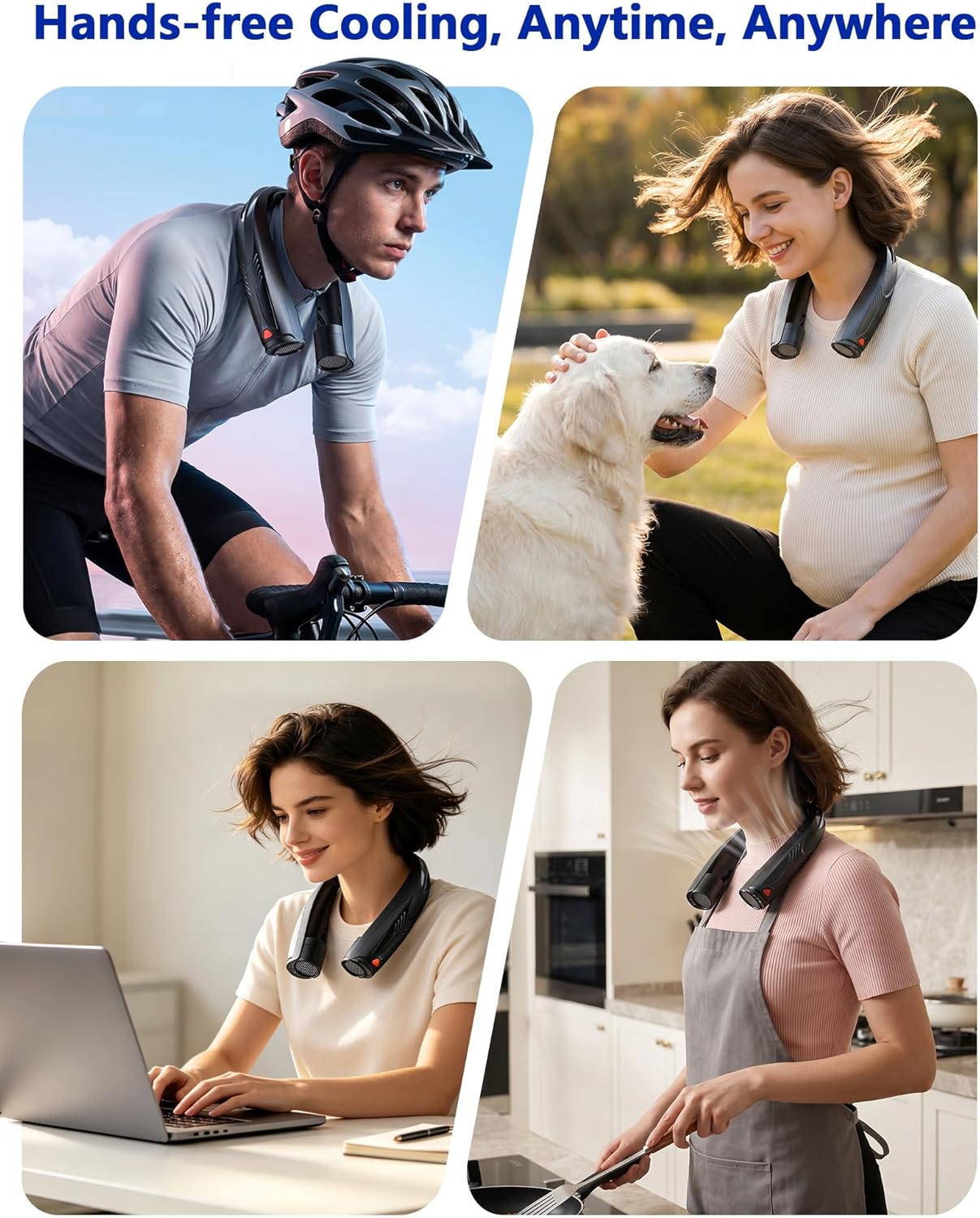 Power Breeze™ /  Portable Neck Fan with Reading Light, 6-Speed Wearable Fan, 6000Mah USB-C Rechargeable Hands Free Fan for Outdoor Work, Travel, Camping, Kitchen, Running - Black