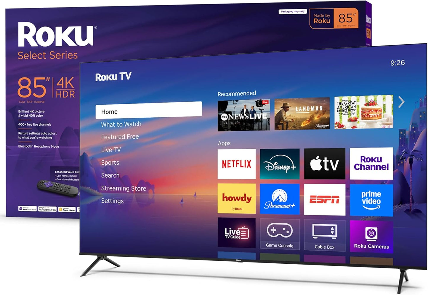 Roku Smart TV – 50-Inch Select Series, 4K HDR TV – Rokutv with Enhanced Voice Remote – Flat Screen LED Television with Wi-Fi for Streaming Live Local News, Sports, Family Entertainment