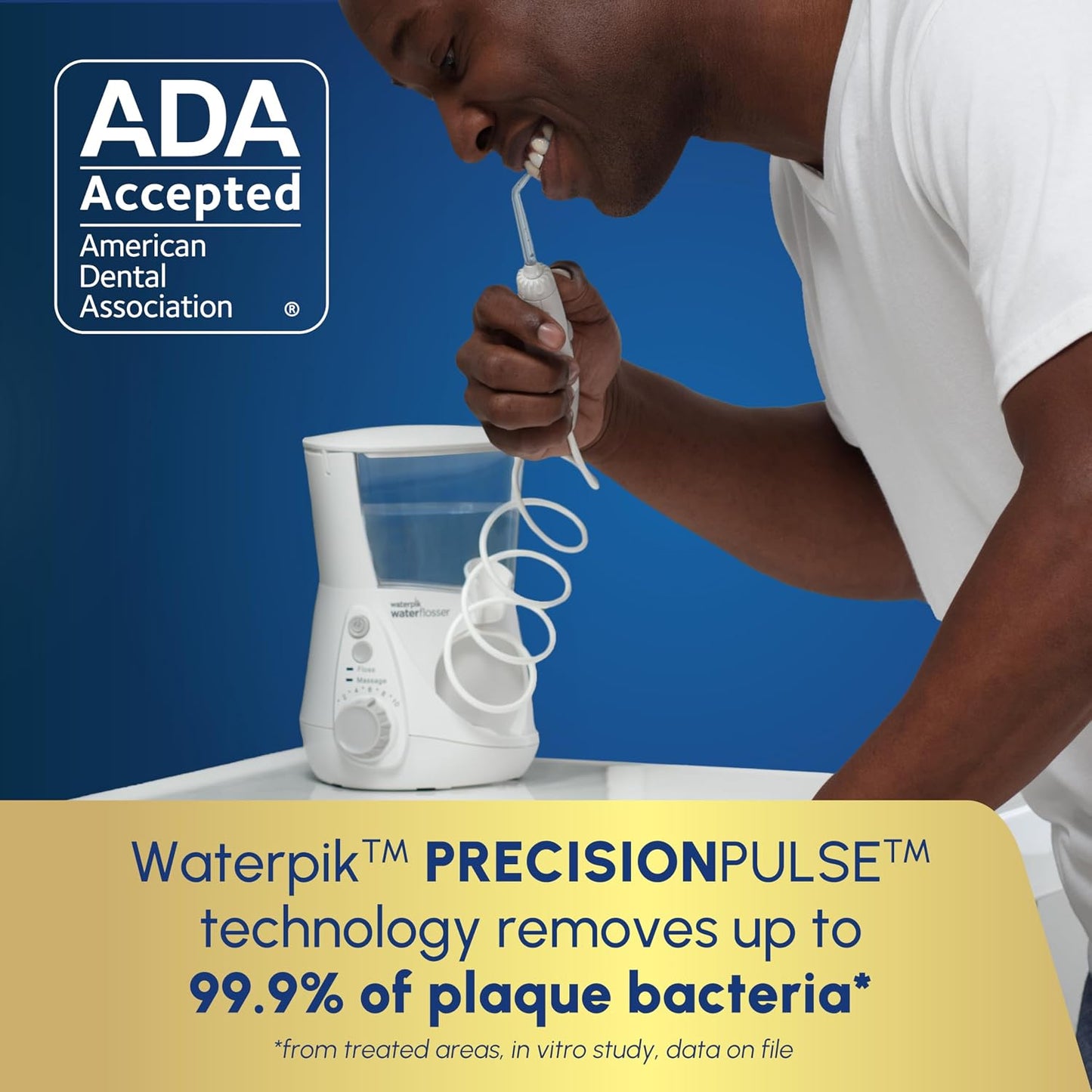 Aqua Pulse™ Water pik Aquarius Water Flosser for Teeth Cleaning, Gums, Braces, Dental Care, Electric Power with 10 Settings, 7 Tips for Multiple Users and Needs, ADA Accepted, White WP-660, Packaging May Vary