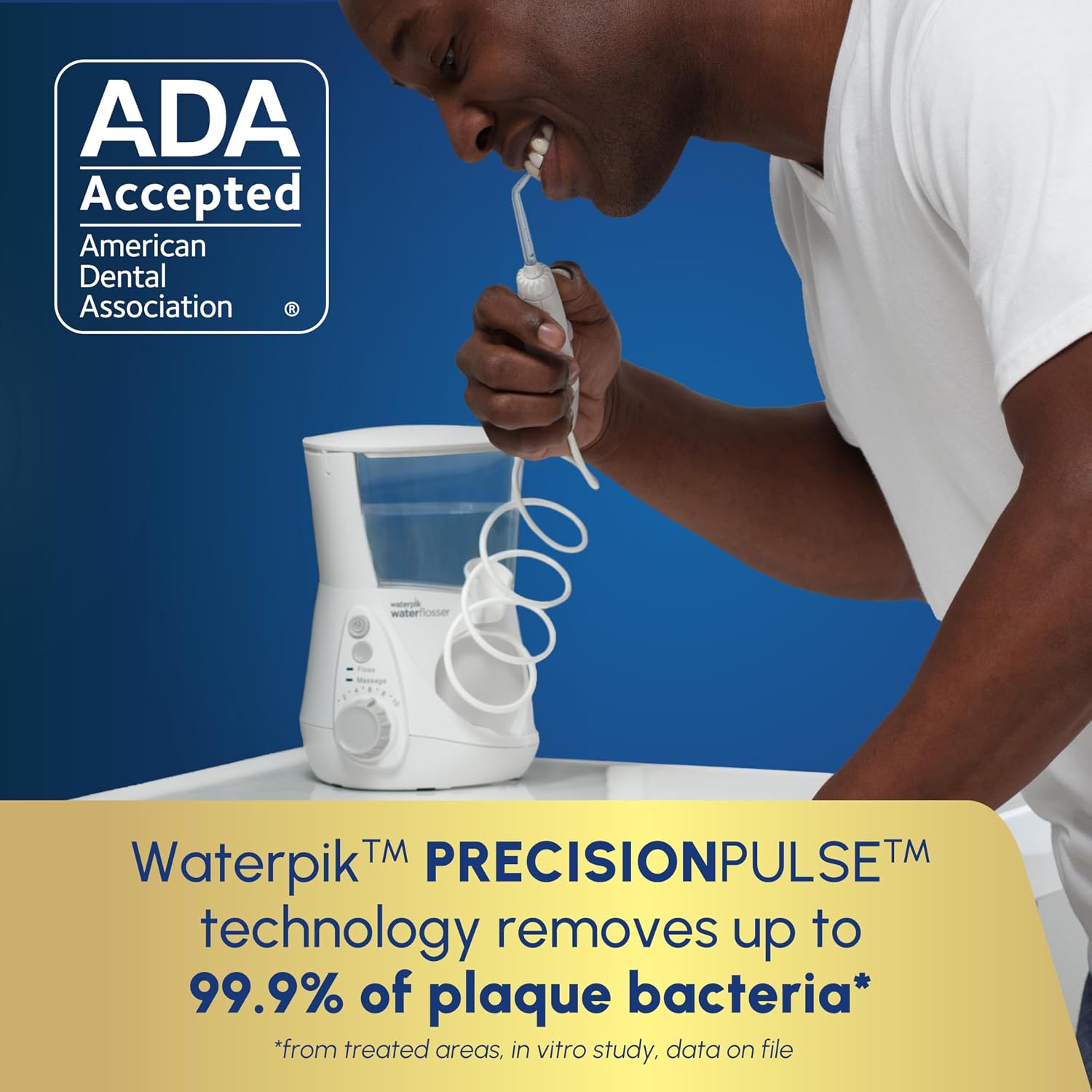 Aqua Pulse™ Water pik Aquarius Water Flosser for Teeth Cleaning, Gums, Braces, Dental Care, Electric Power with 10 Settings, 7 Tips for Multiple Users and Needs, ADA Accepted, White WP-660, Packaging May Vary