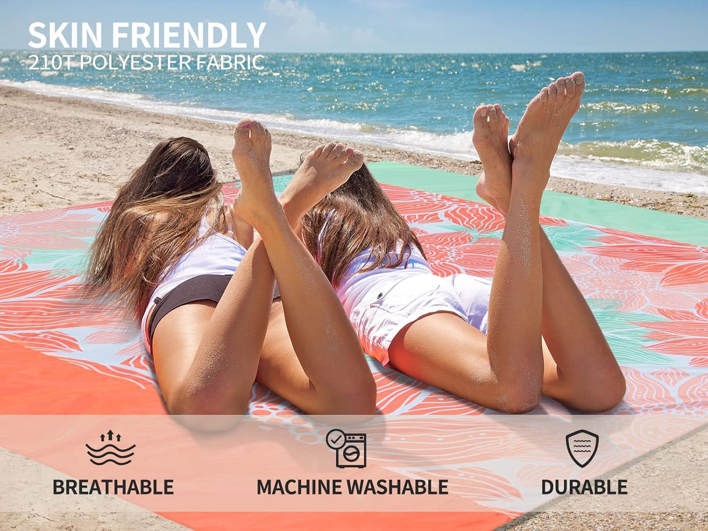 Coast Traveler™ / HIHOHO Beach Blanket Waterproof Sand proof Extra Large Beach Mat 79" X 83"/120"X108"For 1-8 Adults Quick Drying Durable Outdoor Picnic Mat for Beach Travel Camping Hiking