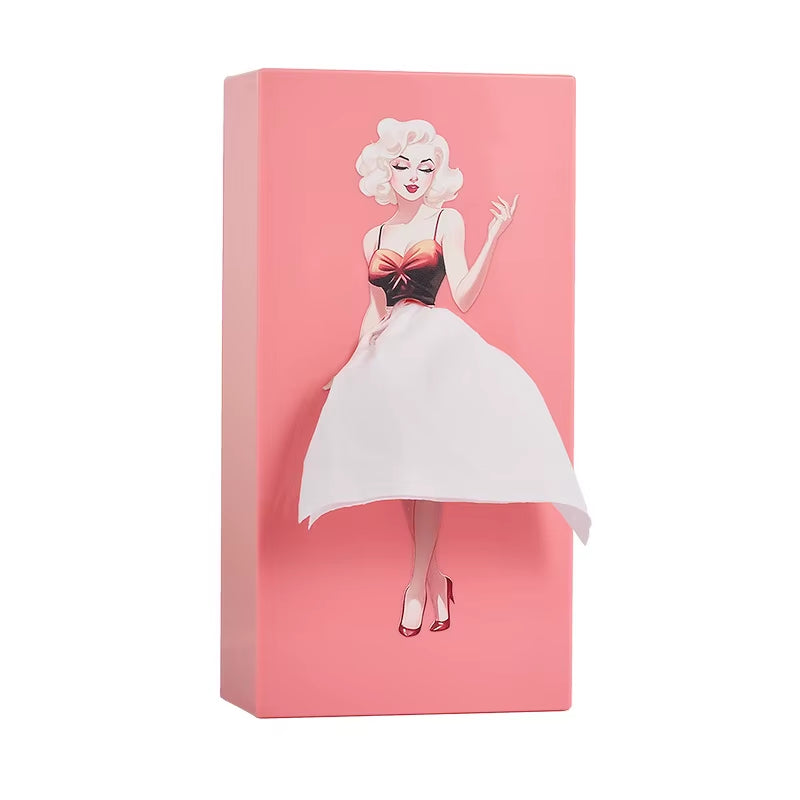 Luxurious Tabletop Decorative Piece - Anime Girl Tissue Dispenser with Elegant Fluffy Skirt Tissue Box Car Tissue Holder