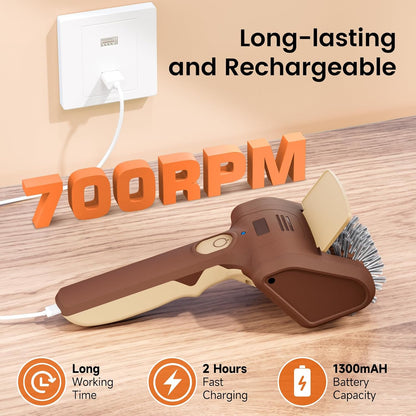 Electric Grill Brush, Cordless Rechargeable BBQ Cleaner with 700 RPM Power