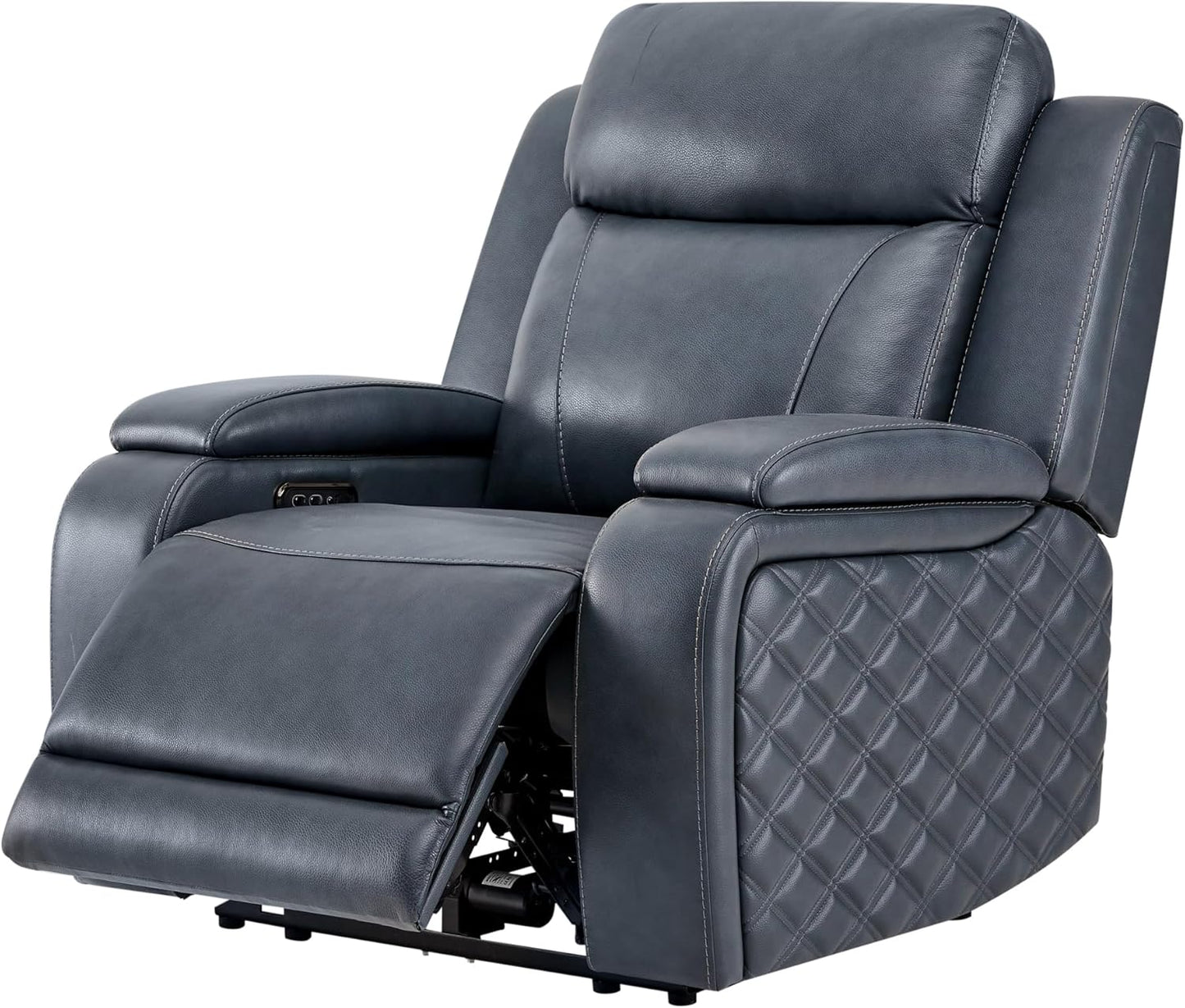 Watson & Whitely Genuine Leather Power Recliner Chairs for Adults, Zero Gravity Recliner with Power Headrest & Hidden Storage, RV Electric Reclining Sofa Chair for Living Room, Home Office, Navy