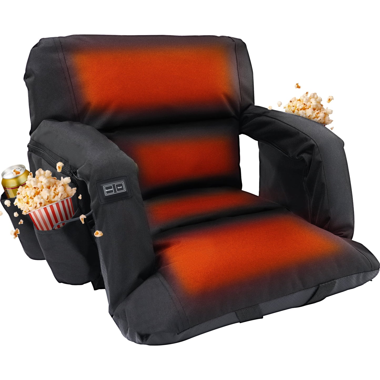 SLSY Heated Stadium Seat Bleacher Seat with Back & Arm Support, Portable 6 Reclinng Positions Stadium Seating for Bleachers, Bleacher Seats for Sports Events, Outing, Travelling, Hiking