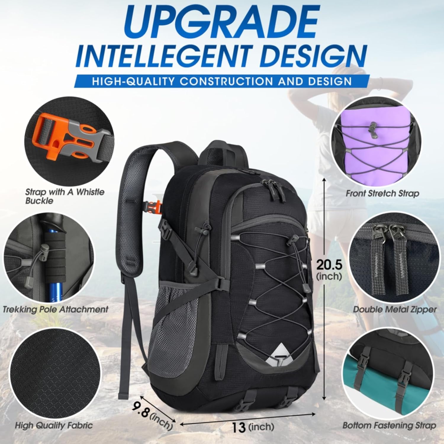 IGOLUMON Hiking Backpack 40L Packable Lightweight Camping Backpack Men Women Waterproof Hiking Daypack Outdoor Travel Daypack