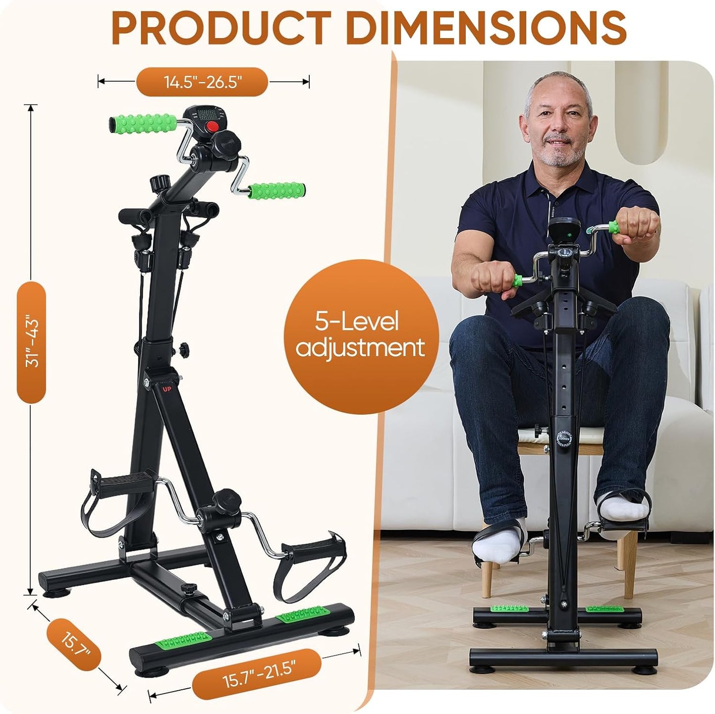 Pedal Exerciser Bike for Seniors, Hand and Leg Exercise Equipment for Knee and Arm Rehab, Stroke Recovery, Total Body Home Workout, Great Gift for Elderly Physical Therapy