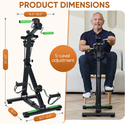 Pedal Exerciser Bike for Seniors, Hand and Leg Exercise Equipment for Knee and Arm Rehab, Stroke Recovery, Total Body Home Workout, Great Gift for Elderly Physical Therapy