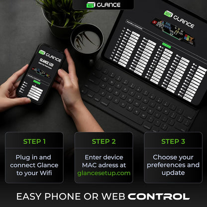 Glance LED Ticker - Customizable LED Display Sports Ticker, LED Display for Man Cave, Stock Market Ticker Display, Sports Score Retro Smart Pixel Display, Weather Display - 10.5"X5.5" Made in USA