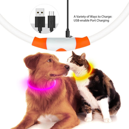 Flashseen LED Dog Collar, USB Rechargeable Glowing Lighted up Collar, Cuttable Water-Resistant TPU Safety Collar Lights for Small Medium Large Dogs